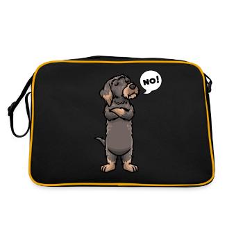 Rough-haired Dachshund Dog - Retro Bag - black/gold - Back