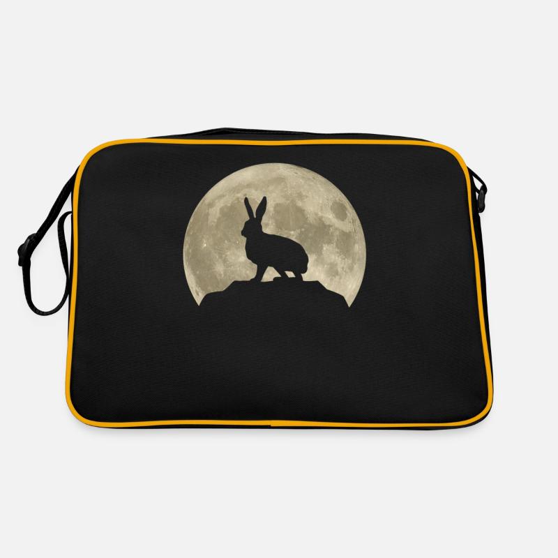 Rabbit Moon Forest Animals Animal Lover Gift - Retro Bag - black/gold