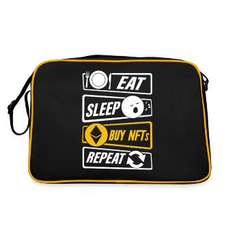 Eat Sleep Nft Repeat Non-fungible Token Crypto Art - Retro Bag - black/gold - Back
