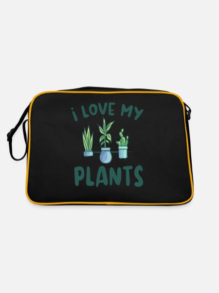 I love my plants gardener garden plant - Retro Bag - black/gold - Back