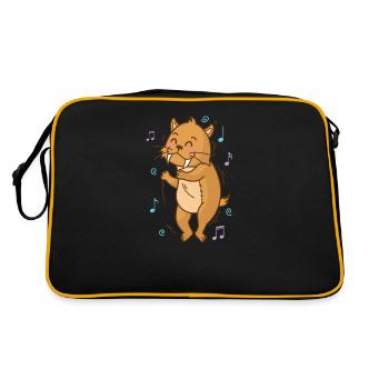 Saber-toothed tiger likes music wildcat predator - Retro Bag - black/gold - Back