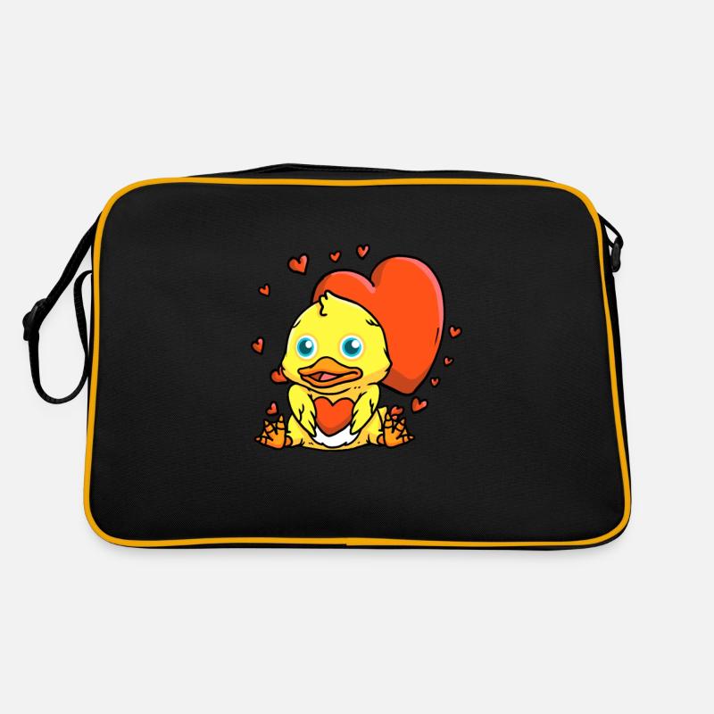 Cute Duck With Hearts Duck Lovers Valentine's Day Retro Bag