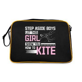 kitesurfing this girl show you how to kite - Retro Tasche - Schwarz/Gold - Hinten
