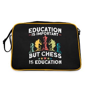 Schach Schachfigur Schachspieler - Retro Tasche - Schwarz/Gold - Hinten