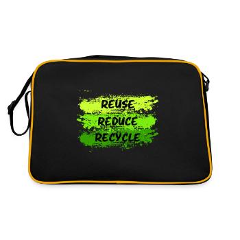 Reduce Reuse Recycle Earth Day Anniversary - Retro Bag - black/gold - Back