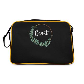 Braut I Blumenkranz Hochzeit Boho Stil Eukalyptus - Retro Tasche - Schwarz/Gold - Hinten
