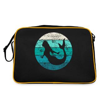 Mermaid Cadeau Dames Filles Rétro Vintage - Sac Retro - noir/or - Dos
