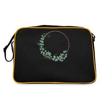Hochzeit Blumenkranz I Braut Strauß Boho Stil - Retro Tasche - Schwarz/Gold - Hinten