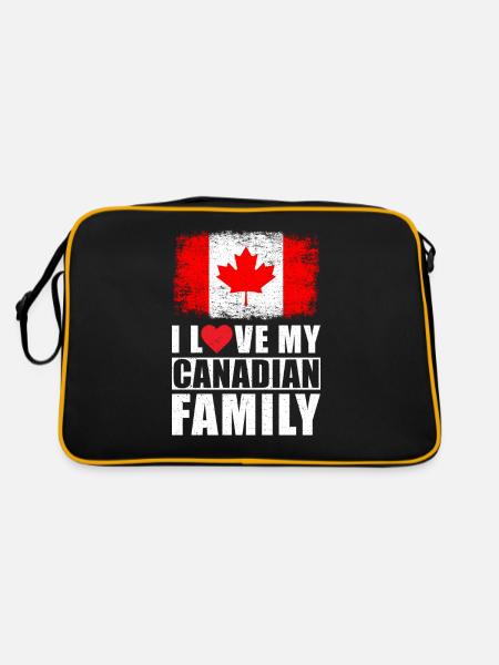 Kanada Familie - Retro Tasche - Schwarz/Gold