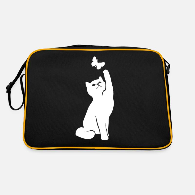 Chat Drôle Chaton Chat Amoureux Cadeau - Sac Retro - noir/or