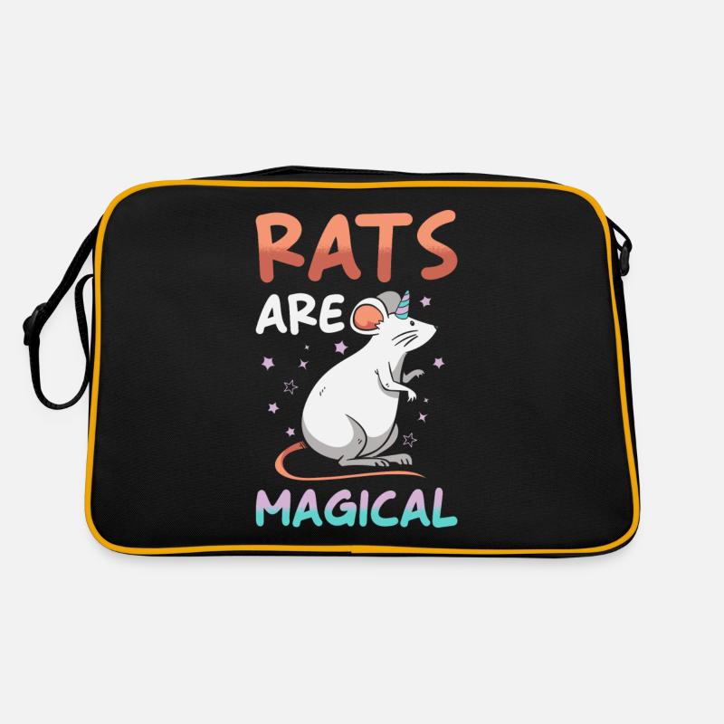 Ratte Einhorn Ratte - Retro Tasche - Schwarz/Gold