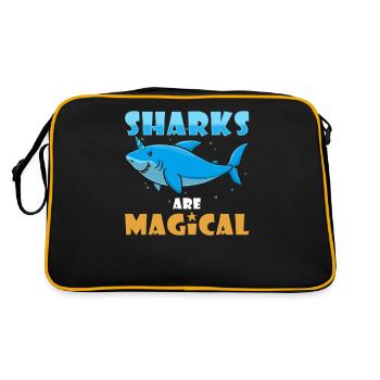 Hai Einhorn Hai - Retro Tasche - Schwarz/Gold - Hinten