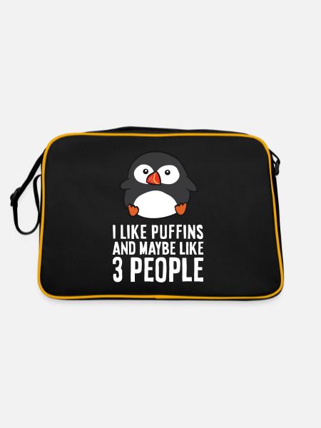 I like puffins and maybe 3 people - Retro Bag - black/gold - Back