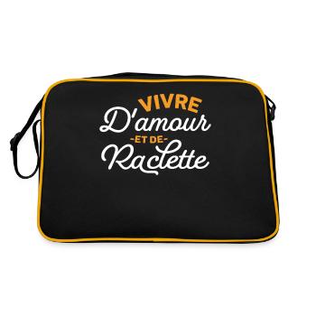 Vivre D'amour Et De Raclette Cadeau Humour Savoie - Sac Retro - noir/or - Dos