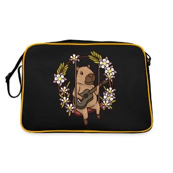 Capybara Nagetier Gitarre - Retro Tasche - Schwarz/Gold - Hinten