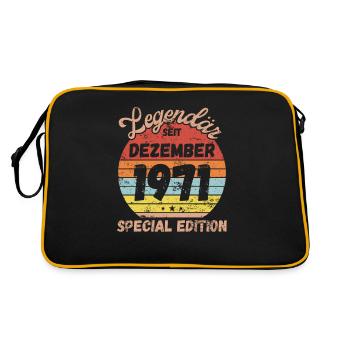 Dezember 1971 - Geburtstag im Dezember - Retro Tasche - Schwarz/Gold - Hinten