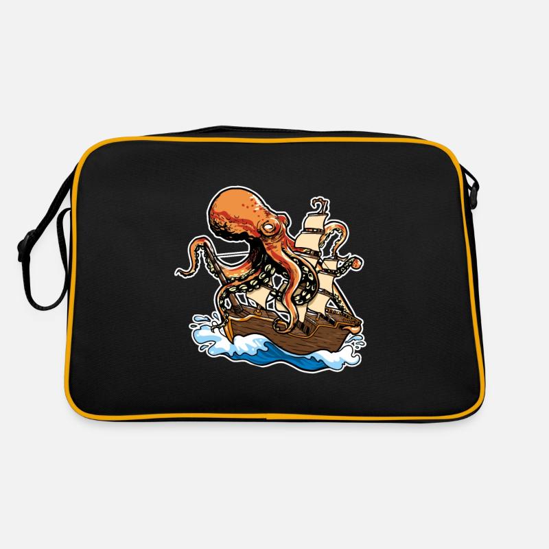 Kraken And Ship Sailors Sailing Octopus Retro Bag
