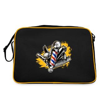 Friseur Zubehör Barber Barbershop Haare Schneiden - Retro Tasche - Schwarz/Gold - Hinten