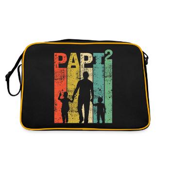 Papi Zwilling Vater von Zwillingen Papa Vatertag - Retro Tasche - Schwarz/Gold - Hinten