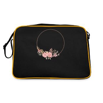 Hochzeit Blumenkranz I Braut Strauß Boho Stil - Retro Tasche - Schwarz/Gold - Hinten