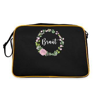 Braut I Blumenkranz Hochzeit Boho Stil Eukalyptus - Retro Tasche - Schwarz/Gold - Hinten