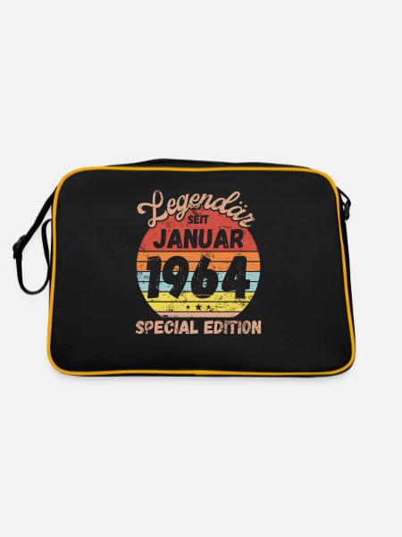 Januar 1964 - Geburtstag im Januar - Retro Tasche - Schwarz/Gold - Hinten