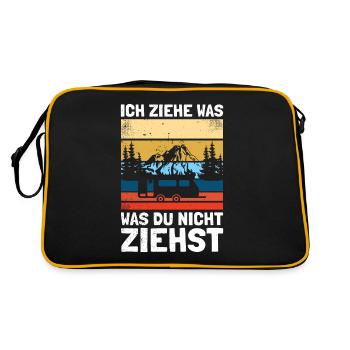 Ich ziehe was was du nicht ziehst Wohnwagen Camper - Retro Tasche - Schwarz/Gold - Hinten