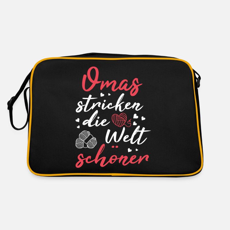 Omas stricken die Welt schöner - Retro Tasche - Schwarz/Gold