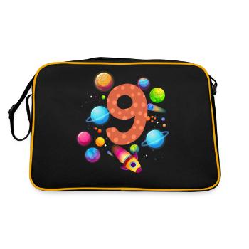 9. Geburtstag Jungen 9 Jahre Planeten Geburtstag - Retro Tasche - Schwarz/Gold - Hinten