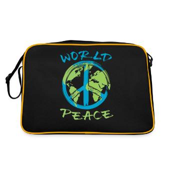 Paix Mondiale Terre Planète Signe de Paix - Sac Retro - noir/or - Dos