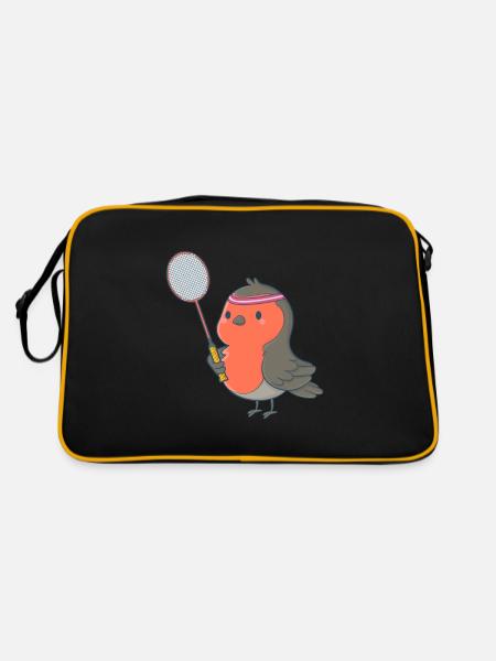 Badminton and badminton player bird - Retro Bag - black/gold - Back