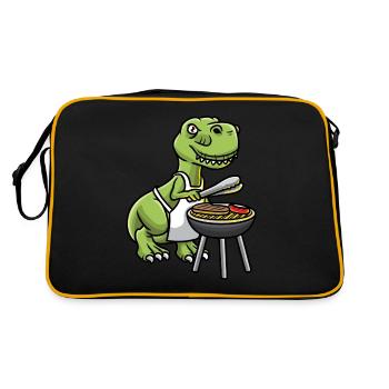 Griller Dinosaurier T-Rex Grillen BBQ - Retro Tasche - Schwarz/Gold - Hinten