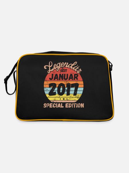 Januar 2017 - Geburtstag im Januar - Retro Tasche - Schwarz/Gold - Hinten