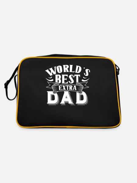 Weltbester Ersatzvater Stiefpapa Stiefvater - Retro Tasche - Schwarz/Gold - Hinten