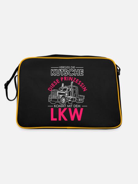 Vergiss Die Kutsche Echte Prinzessin LKW Truckerin - Retro Tasche - Schwarz/Gold - Hinten