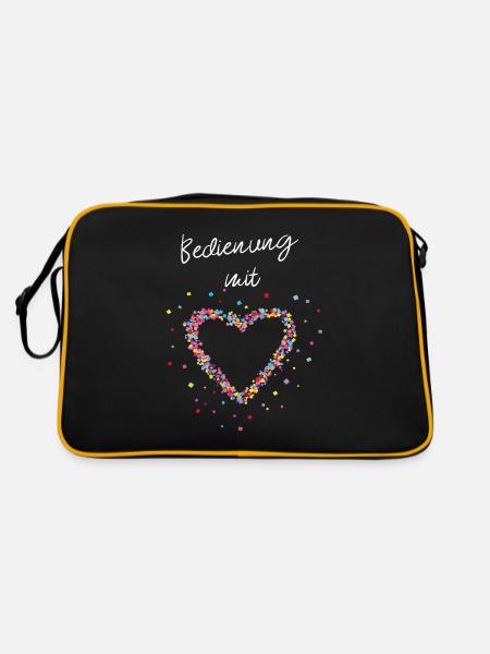 Bedienung Kellnerin Servicekraft - Retro Tasche - Schwarz/Gold - Hinten