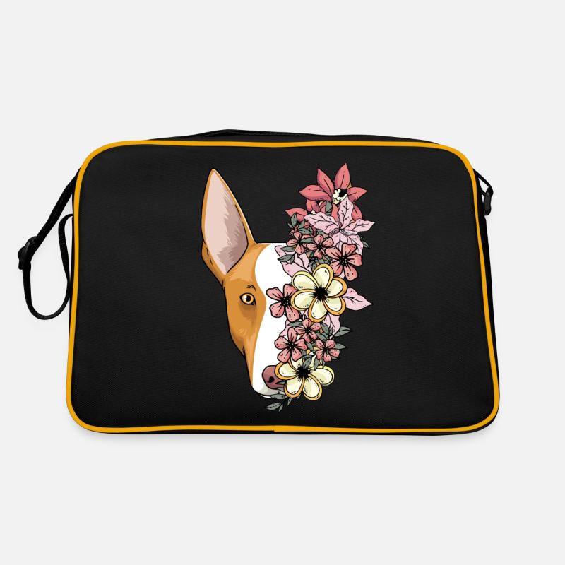 Podenco Ibicenco Chien avec des fleurs - Sac Retro - noir/or