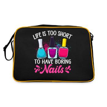 Life Is Too Short To Have Boring Nails Nailtech - Retro Tasche - Schwarz/Gold - Hinten