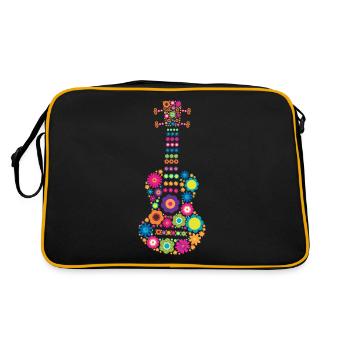 Ukulele Musical Instrument Flowers - Retro Bag - black/gold - Back