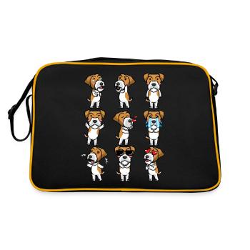 Kromfohrländer Hund Emotionen - Retro Tasche - Schwarz/Gold - Hinten