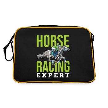 Pferdesport Lustiges Englisches Pferderennen - Retro Tasche - Schwarz/Gold - Hinten