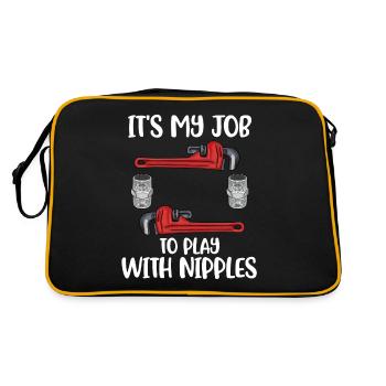 C’est mon travail de jouer avec les mamelons Cadeau de plombier - Sac Retro - noir/or - Dos