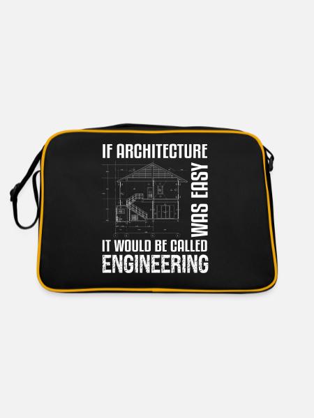 Wenn Architektur einfach lustiger Architekt wäre - Retro Tasche - Schwarz/Gold - Hinten