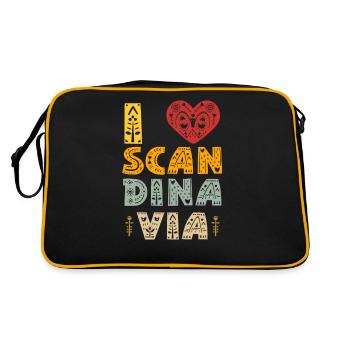 Ich Liebe Skandinavien Skandinavisch Skandinavier - Retro Tasche - Schwarz/Gold - Hinten