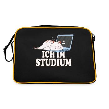 Ich im Studium schlafende katze - Retro Tasche - Schwarz/Gold - Hinten