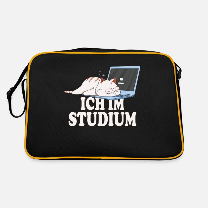 Ich im Studium schlafende katze - Retro Tasche - Schwarz/Gold