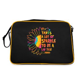 Labor Labortechniker Wissenschaft Sparkle Geschenk - Retro Tasche - Schwarz/Gold - Hinten