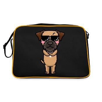 Border Terrier Dog - Retro Bag - black/gold - Back