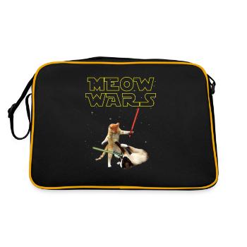 Meow Wars Funny Cats Lightsaber Gift - Retro Bag - black/gold - Back