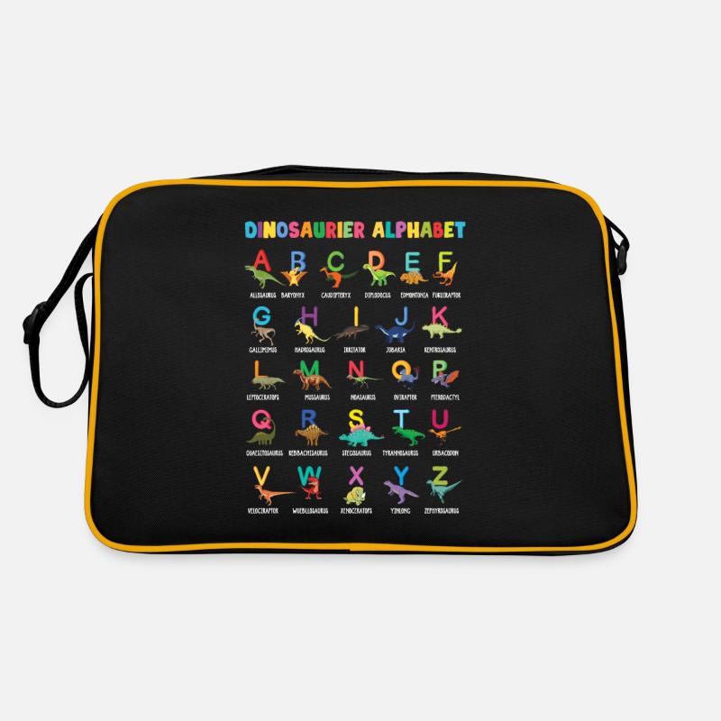 Dinosaurier ABC Dino Alphabet mit Dino Arten Retro Tasche
